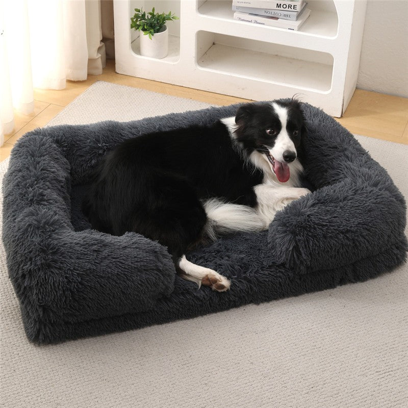 Sofá-Cama Luxuoso de Inverno Quente para Cães Grandes Colchonete de Gato Casa Almofada Sofá-Cama para Animais de Estimação Grandes e Pequenos