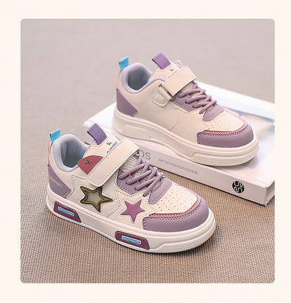 PU Leather Sport Shoes For Children 2025 Trend Fashion Teenager Girl's Sneakers Anti-slippery Kid's Tennis Shoes Running Shoes