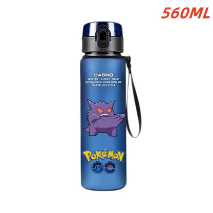 Copo de água Pokémon de 560ML, anime portátil, infantil, fofo Pikachu Gengar, garrafa de água de plástico para esportes ao ar livre, grande capacidade, presentes