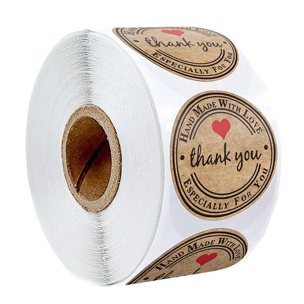 100-500pcs Vintage Kraft Paper Stickers Scrapbook Gift Stationery Label Stickers Handmade With Love Thank You For The Stickers