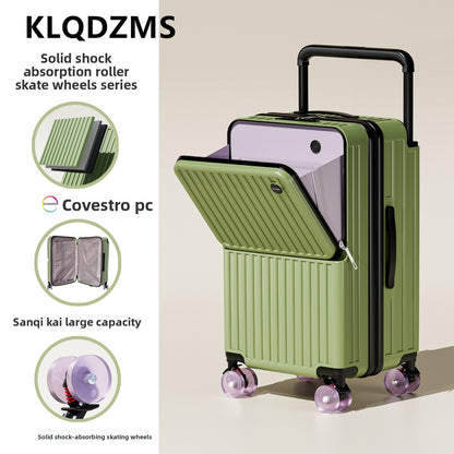 Mala de alta qualidade KLQDZMS, Abertura Frontal, Case para Laptop, Carrinho, 20"24"26"28 Polegadas, ABS+PC, Bagagem de Viagem de Mão