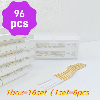 6/12/48pcs Birthday Candles Spiral Cake Candles  Long Thin Cake Candles For Wedding Party And Cake Decoration