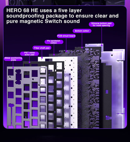 Teclado AULA HERO 68HE com Switch Magnético, Rapid Trigger, 8K de Retorno, Teclado Gamer de Esports, RGB com Fio