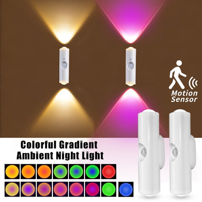 Smart RGB Gradient Wall Light Motion Sensor Magnetic Rechargeable Wall Sunset Lamp for Bedroom Closet Garden Room Decoration