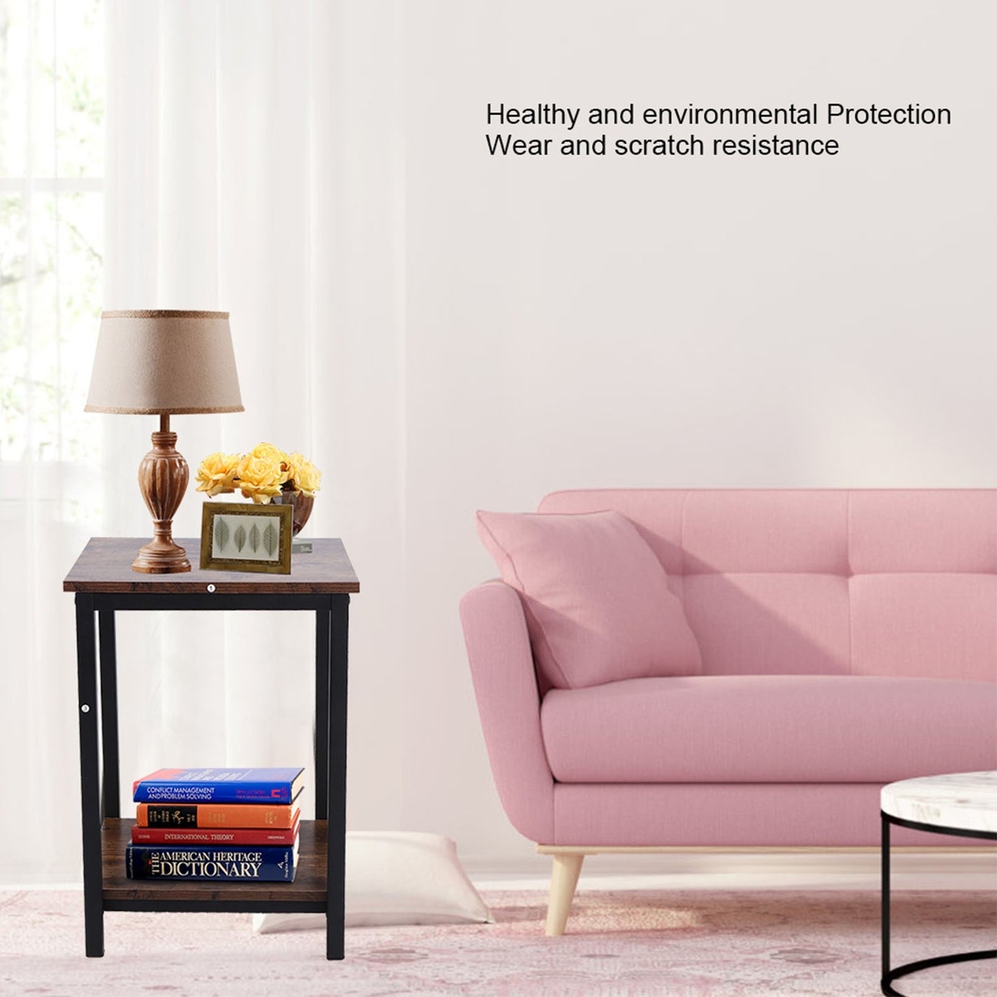 Bedroom Side Table Simple Double Layer Storage Cabinet Side Industrial Coffee Table Desk for Living Room Household Supplies