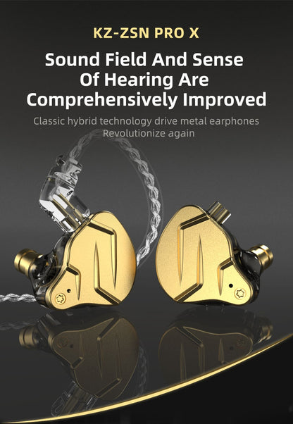 KZ ZSN Pro X Metal Earphones 1BA+1DD Hybrid Technology HIFI Bass Earbuds In Ear Monitor Headphone Sport Noise Cancelling Headset