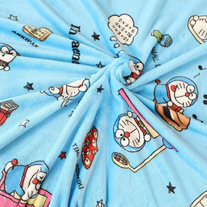 Cute Doraemon Blanket Cartoon Warm Flannel Blanket Pillowcase Lovely Anime Pattern Printing Blanket Bedspread Bedroom Sofa Bed