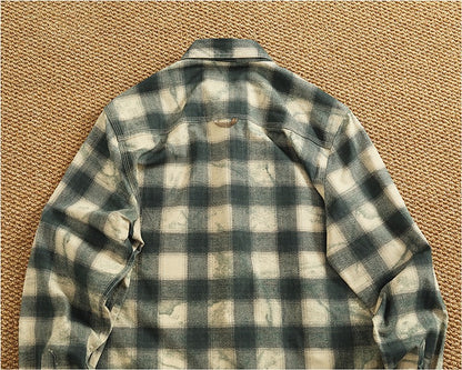 Autumn New Japanese Retro Long-Sleeve Lapel Plaid Cargo Shirt Men's Simple 100% Cotton Washed Pocket Casual Blouses Thin Coat