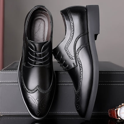 Men's Elegant British Brogue Derby Shoes Lace-Up Patchwork Breathable Formal Dress Shoes Business Wedding Thanksgiving Christmas