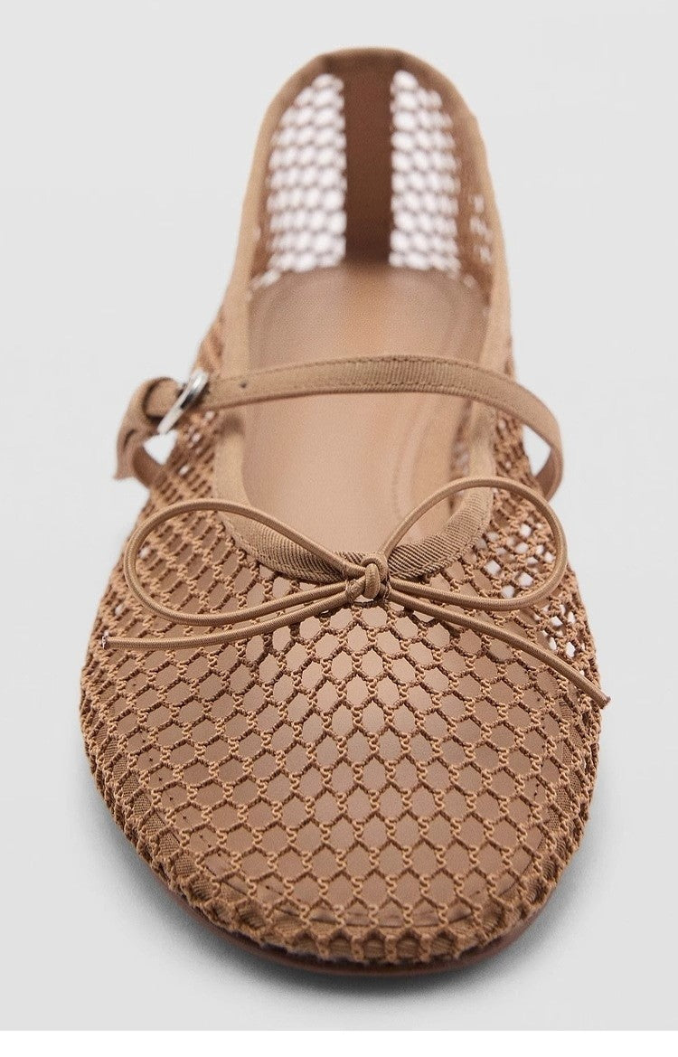 Mesh Summer Ballet Flats Shoes Women Buckle Strap Breathable 2025 New Flats Shoes Ladies Black Mary Janes Footwear Loafers