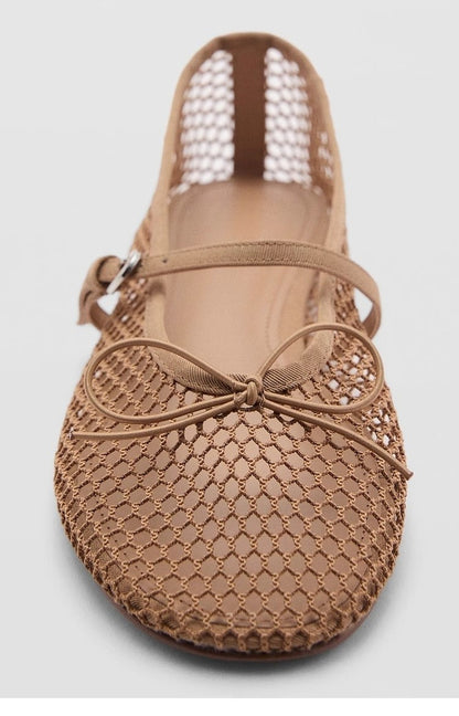 Mesh Summer Ballet Flats Shoes Women Buckle Strap Breathable 2025 New Flats Shoes Ladies Black Mary Janes Footwear Loafers