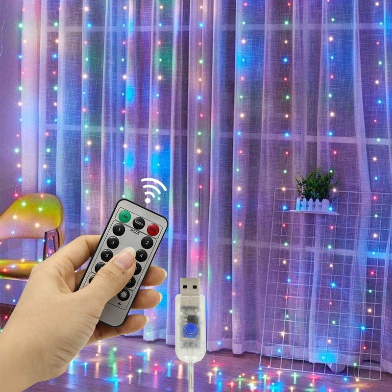 3/9M USB LED Curtain 8Modes Remote Control String Lights Holiday Wedding Fairy Garland Lights For Bedroom Living Room Decor