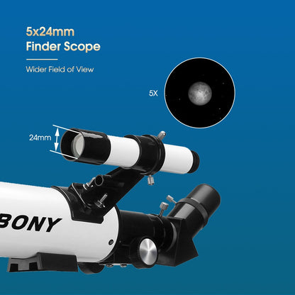 Telescópio SVBONY SV501P para Adultos Iniciantes, Telescópio Refrator Astronômico para Presente (Lua e Planetas), Telescópio Astronômico