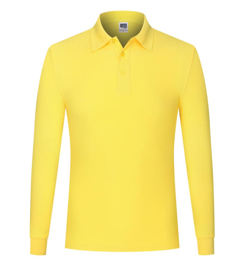 Cotton long sleeved polo shirt, men's and women's breathable spring and autumn T-shirt, printed logo embroidery workwear