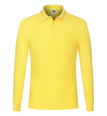 Cotton long sleeved polo shirt, men's and women's breathable spring and autumn T-shirt, printed logo embroidery workwear
