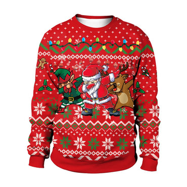 Men Women Tacky Xmas Sweatshirt 3D Christmas Snowflakes Print Holiday Party Jumpers Tops Pullover Snowman Ugly Christmas Sweater