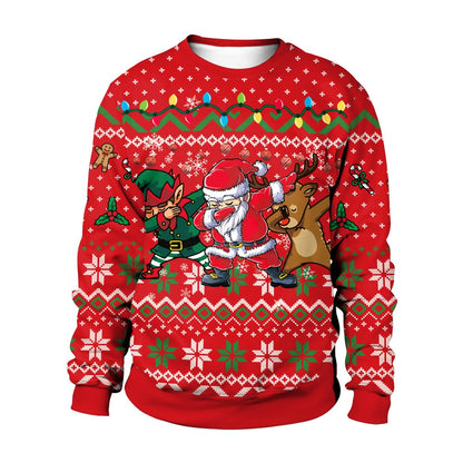 Men Women Tacky Xmas Sweatshirt 3D Christmas Snowflakes Print Holiday Party Jumpers Tops Pullover Snowman Ugly Christmas Sweater