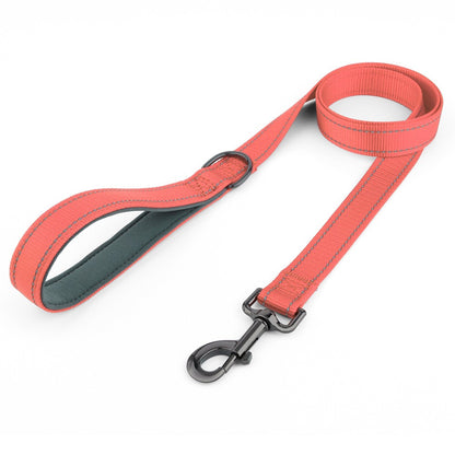 Coleira de cachorro Laeds Leashes, coleira de cachorro de nylon de seda reflexiva para cães grandes, médios e pequenos passearem, corda engrossada para passear com animais de estimação