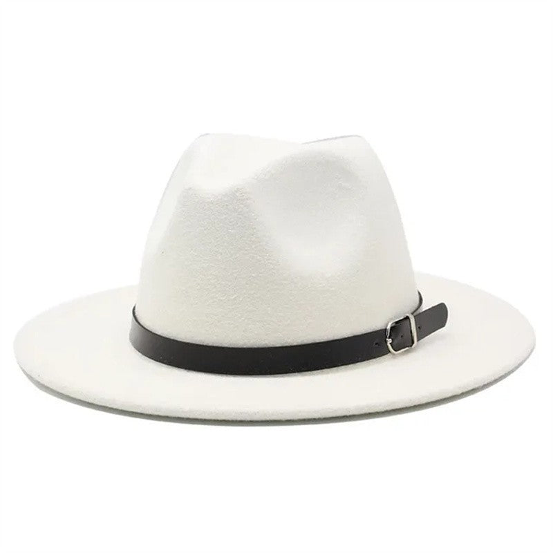 Men's fedora hat Men's and women's universal solid color fedora hat Women's 21 color wide brim jazz hat Autumn and winter Britis