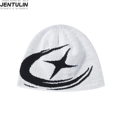Y2K Harajuku Street Boomerang Satr pattern Beanies Autumn Unisex Warm Knitted Hat Hot Girl Outdoor Casual Man Hip Hop Caps
