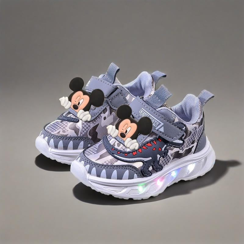 2025 New Disney Boys Led Lighted Shoes Fashion Mickey Children's Casual Sneakers Kids Luminous Shoes Sport Shoes Lighted Shoes