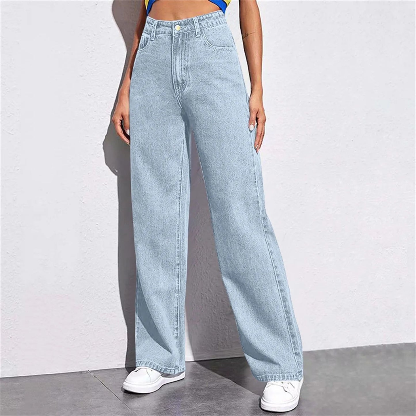 High Waist Wide Leg American Style Summer Casual Women's Jeans Floor Length Design Sensation Fashionable Chinese Brand