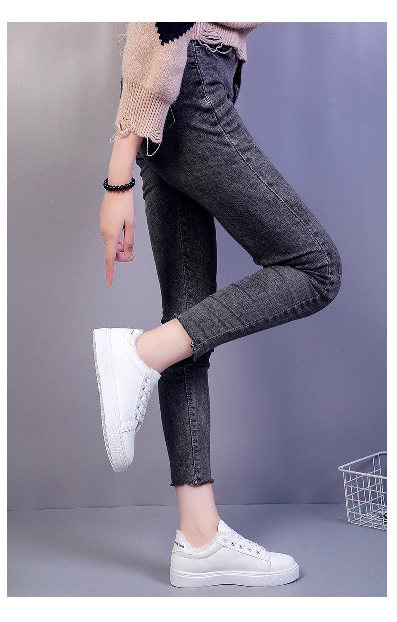 Tênis Feminino de Inverno, Quente, Pelúcia, Sola Vulcanizada, Plataforma, Algodão, Cadarço, Branco, Com Pelúcia, Casual