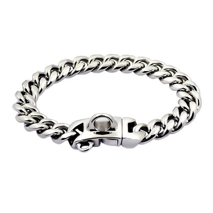 Coleira de Metal para Cães Aço Inoxidável Choker para Pets Corrente Cubana Dourada 14mm de Largura Guia para Cães Pequenos, Médios e Grandes Acessórios para Pets