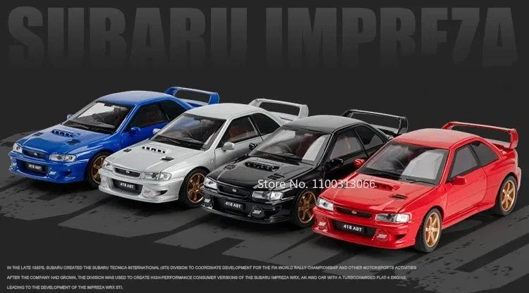 1:32 Subaru Impreza Modelo de Brinquedo de Carro Esportivo de Liga Leve, Carro Superesportivo em Miniatura Fundido com Luz e Som, Portas que Abrem e Fricção para Presentes Infantis