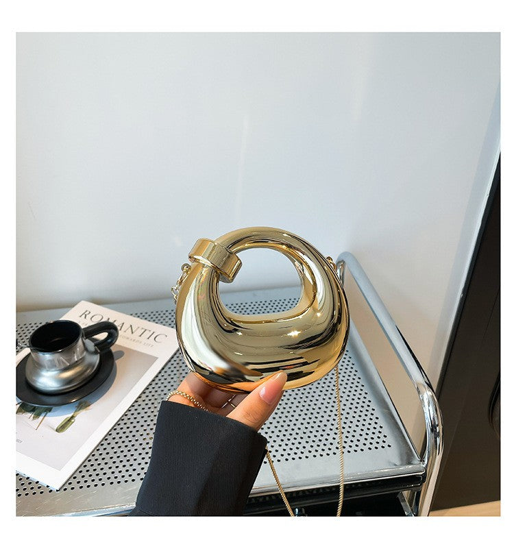 Fashion Crescent Mini Acrylic Chain Evening Bag for Women, Shoulder and Crossbody Bag