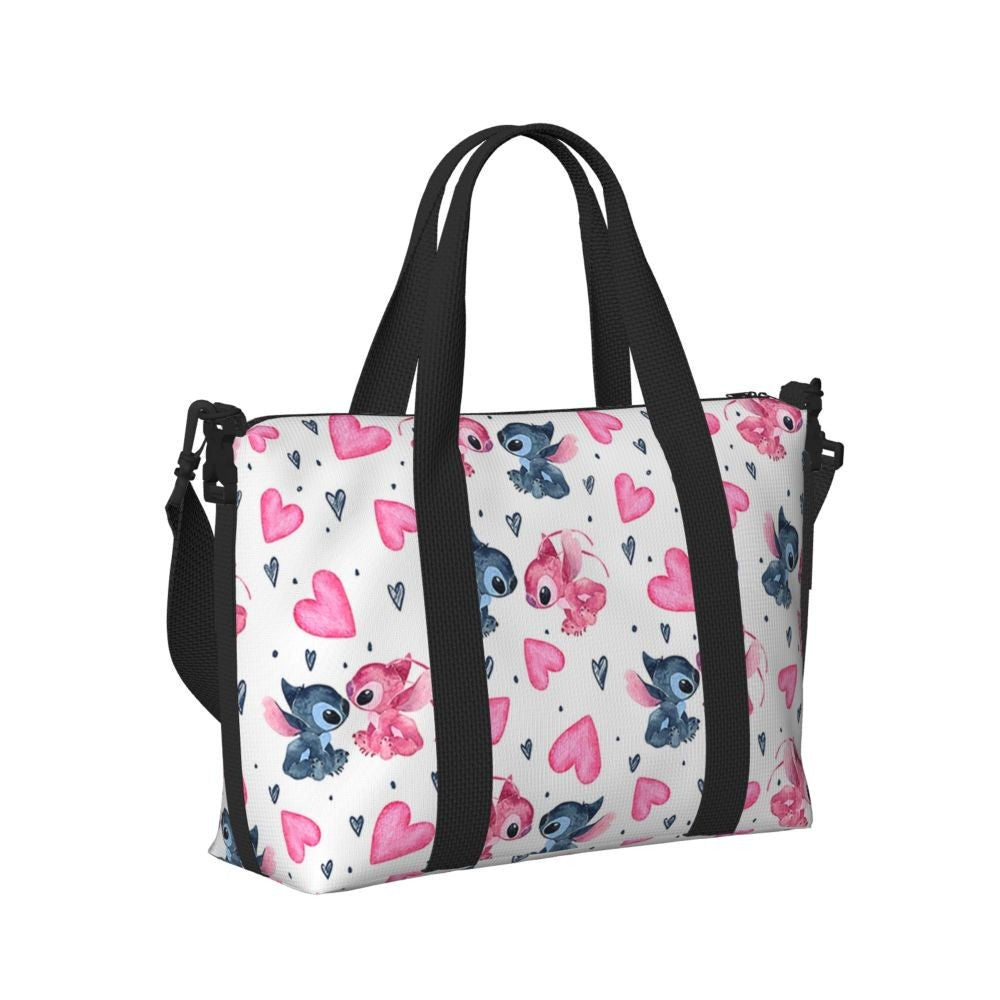 Custom Large SLilo And Stitch Cartoon Tote Bag Women Anime Shopping Shoulder Beach Gym Travel Bag