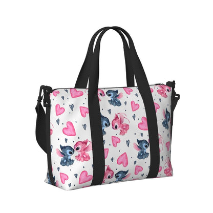 Custom Large SLilo And Stitch Cartoon Tote Bag Women Anime Shopping Shoulder Beach Gym Travel Bag