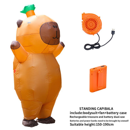 Cartoon Capybara Inflatable Costume - Cuddly Guinea Pig Inflatable Outfit for Adult Halloween Cosplay Parties Performance