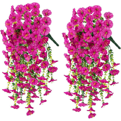 2pcs Artificial Hanging Flowers UV-Resistant Fake Plants Hanging Rattan Perfect for Home Garden Weddings Versatile Outdoor Decor