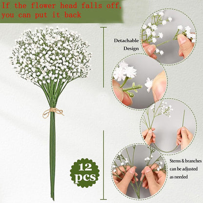 90Heads Artificial Flowers Bouquet 61cm Plastic Gypsophila Fake Flower for Home Decor Wedding Party Decorations Vase Accessories