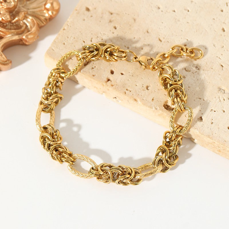 EILIECK 316L Aço Inoxidável Torcido Pulseira Bracelete Para Mulheres Tendência Banhado a Ouro 18K Corrente de Pulso Impermeável Joias Presente Festa