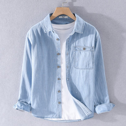 Denim shirt men's thin spring long sleeved inch clothes men's casual men's outerwear