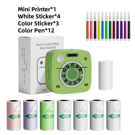 Impressora de bolso fotográfica M1 com 2 rolos para iOS Android Bluetooth Mini impressoras térmicas de adesivos para escritório, cozinha e escola