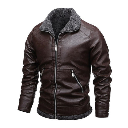 New Men's Leather Jackets Autumn Winter Slim High Quality Motorcycle PU Jacket Man Business Fleece Warm Black Leather Coats