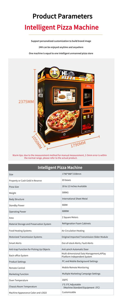 Outdoor Fully Automatic Factory Smart Touch Screen Pizza Vending Machine Wholesalers
