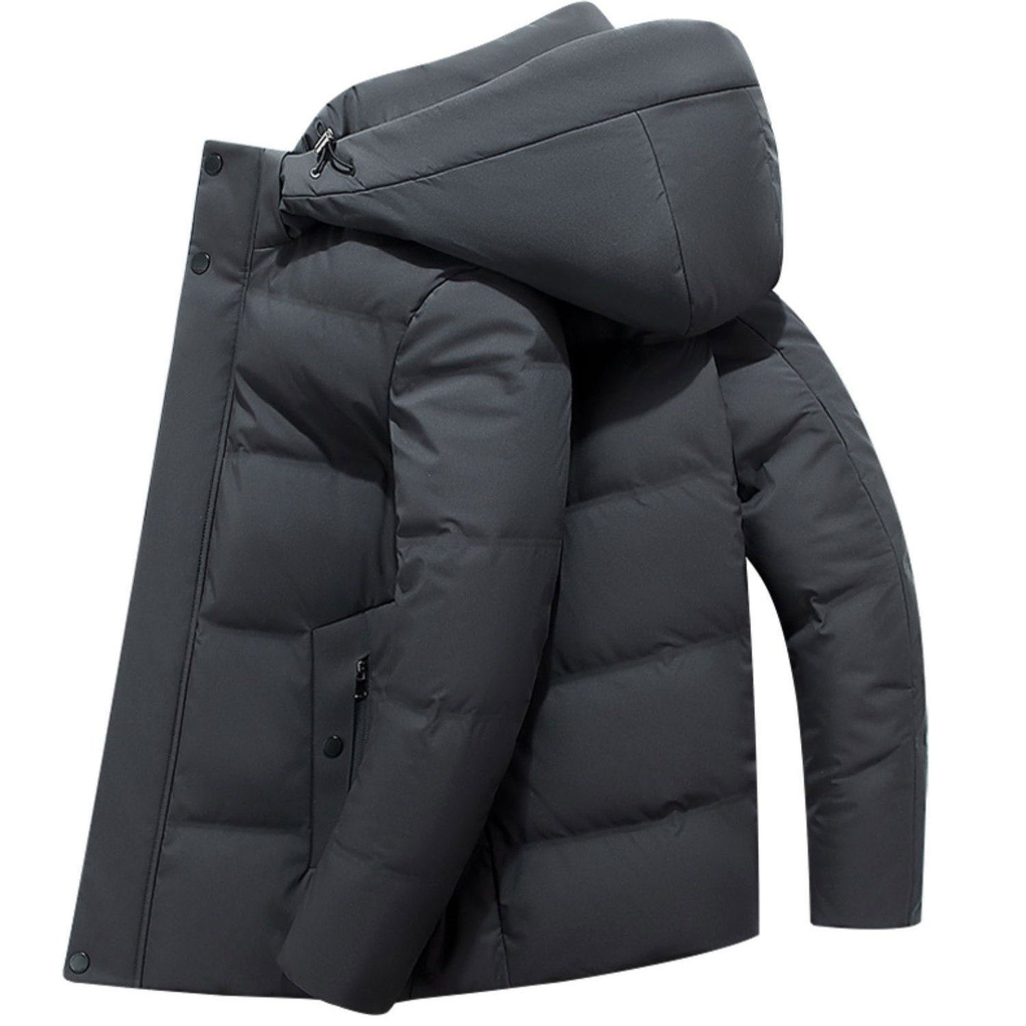 Men's Big & Tall Formal Down Overcoat - Hooded Winter Dress Coat for Professional Wear (Classic Heritage Style)