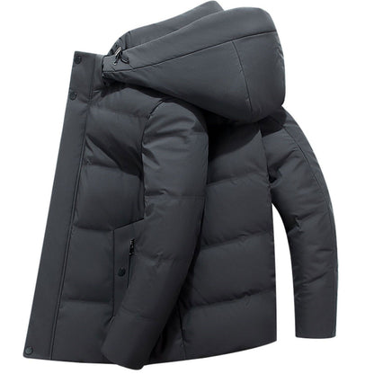 Men's Big & Tall Formal Down Overcoat - Hooded Winter Dress Coat for Professional Wear (Classic Heritage Style)