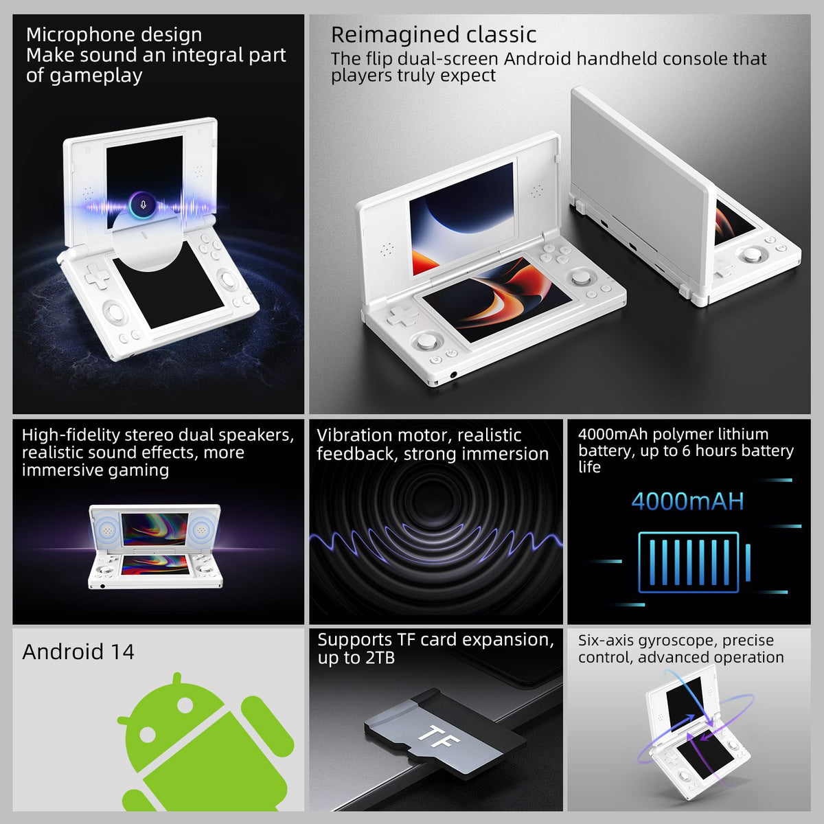 Anbernic RG DS Dual 4.0” IPS Screen Video Game Console Android 14 Support Dual Application On Split Screens & Hall Switch Chip