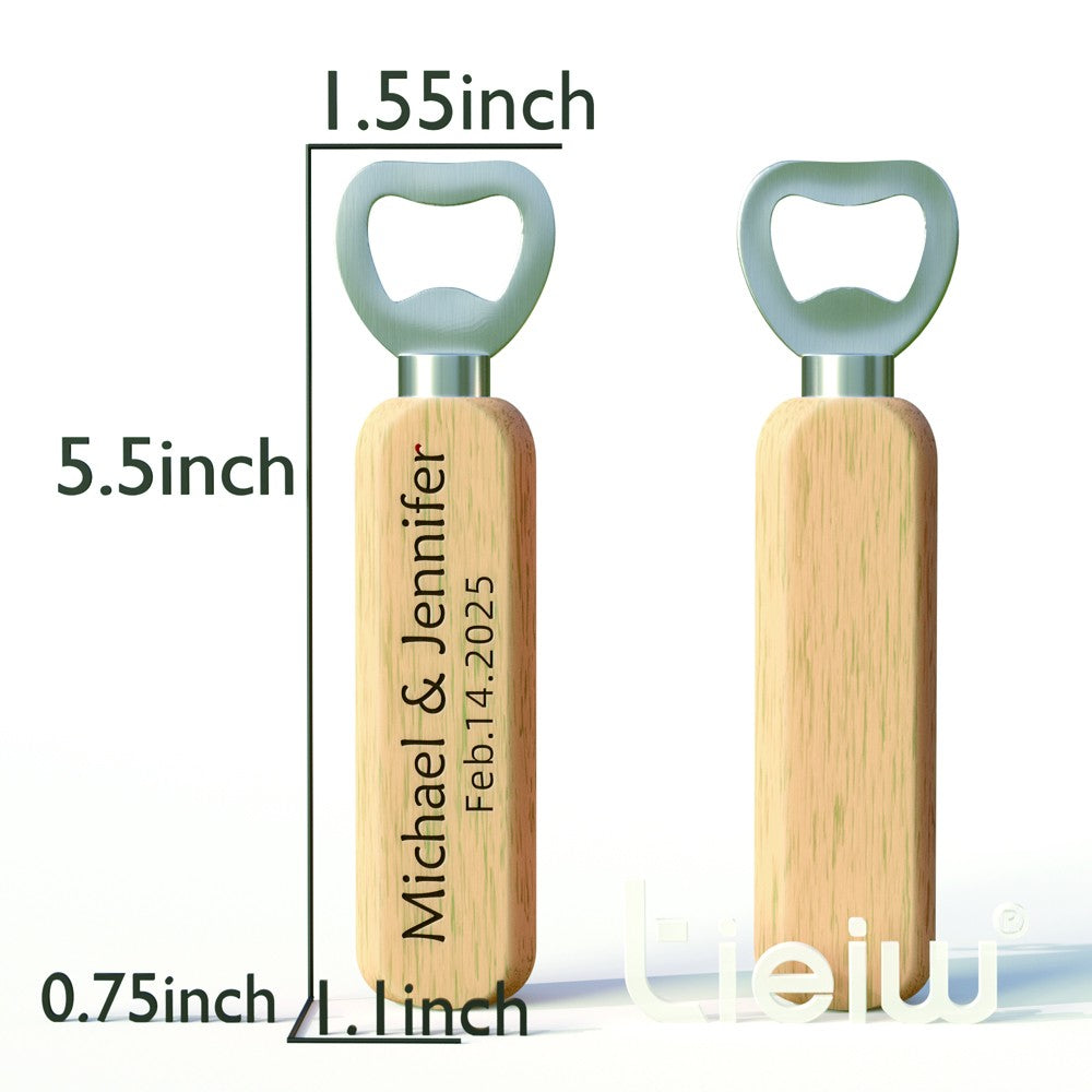12PCS Custom Wedding Gift Bottle Opener Wedding Favors for Guests Personalized Wooden Opener as Gift for Wedding Decoration