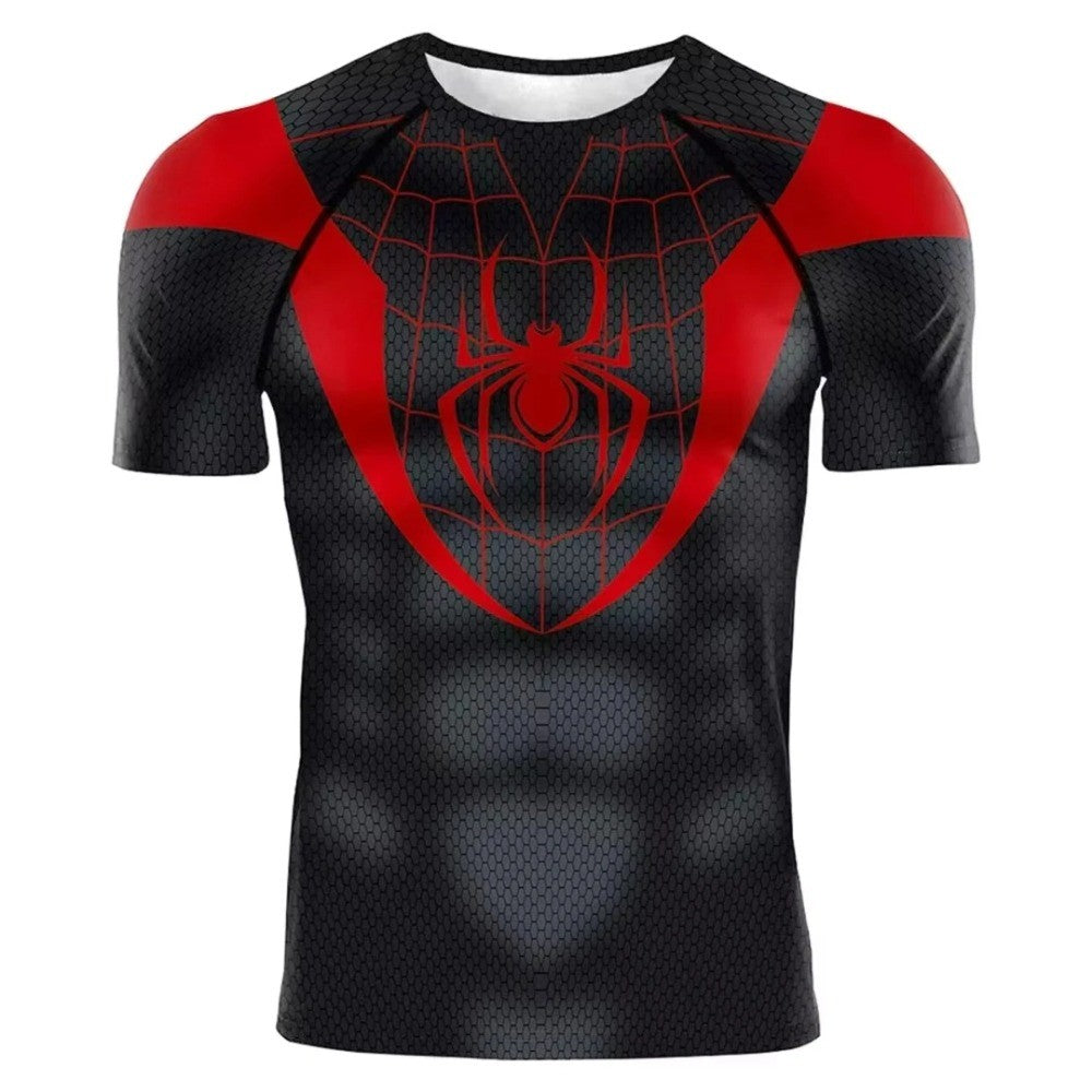 Superhero Tops Fitness Activewear Breathable Tees 2025 Summer New Men Compression T Shirt Spider Role Play Short Sleeve T Shirt