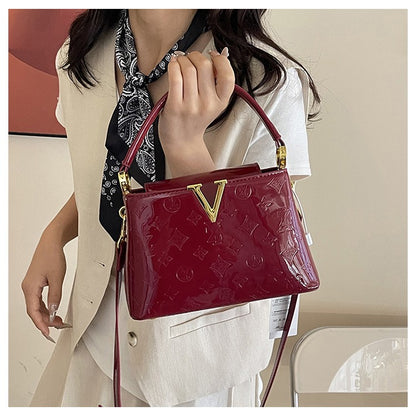 Luxury 2025 Patent Leather Bucket Bag for Women Large Capacity Tote Work Commuter Bag Chic Shoulder Crossbody Purse