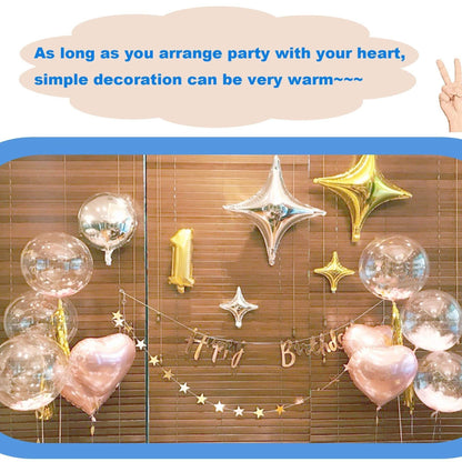 20-Pack of Silver Four-Pointed Star Balloons, Party Foil Balloons, 4 Silver Four-Pointed Star Balloons and 16 Silver 10inch Four-Pointed Star Balloons, Suitable for Birthday Parties, Theme Party Decorations