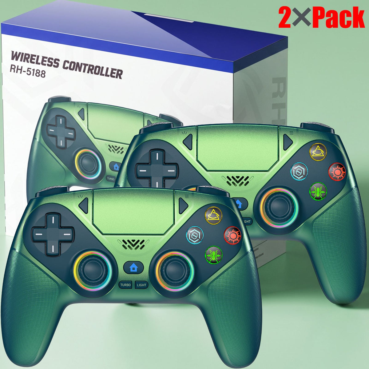 Gamepad For Playstation 5 PS5 Pro/Slim/PC,RGB Wireless Controller  6-Axis Gyro Dual Shock Turbo&Marco Programable Game Controle