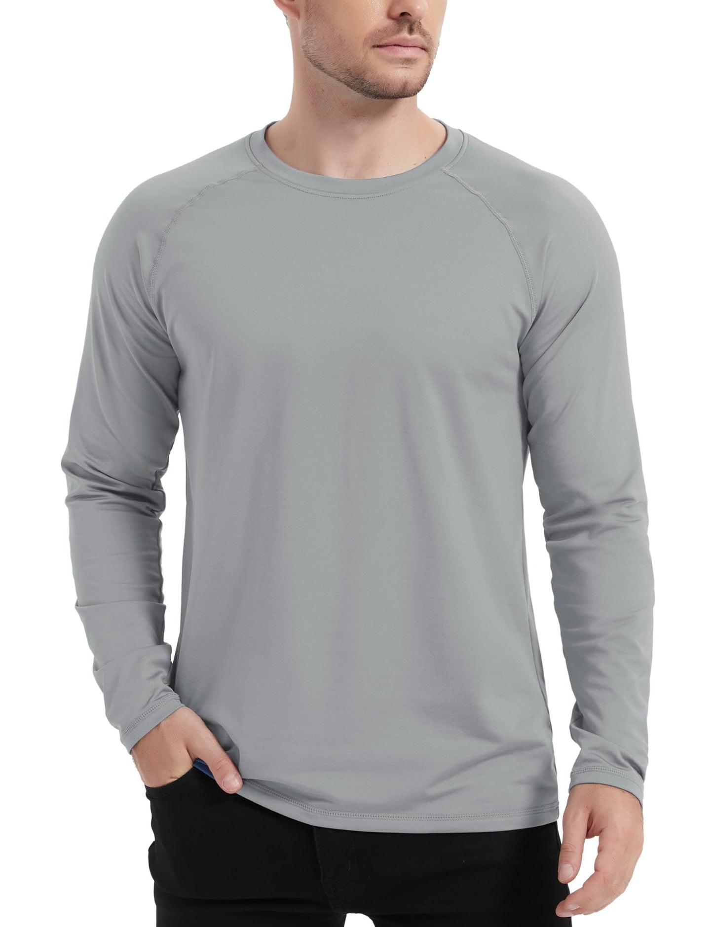 TACVASEN Fleece Lined T-shirts Mens Thermal Long Sleeve T Shirts Winter Autumn Athletic Workout Base Layer Pullover Tops Male