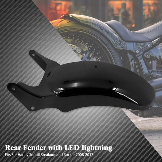 Rear Fender With LED Turn Signal Brake Light Motorcycle Mudguard Cover For Harley Softail Breakout FXBRS FXBR Rocker 2008-2017